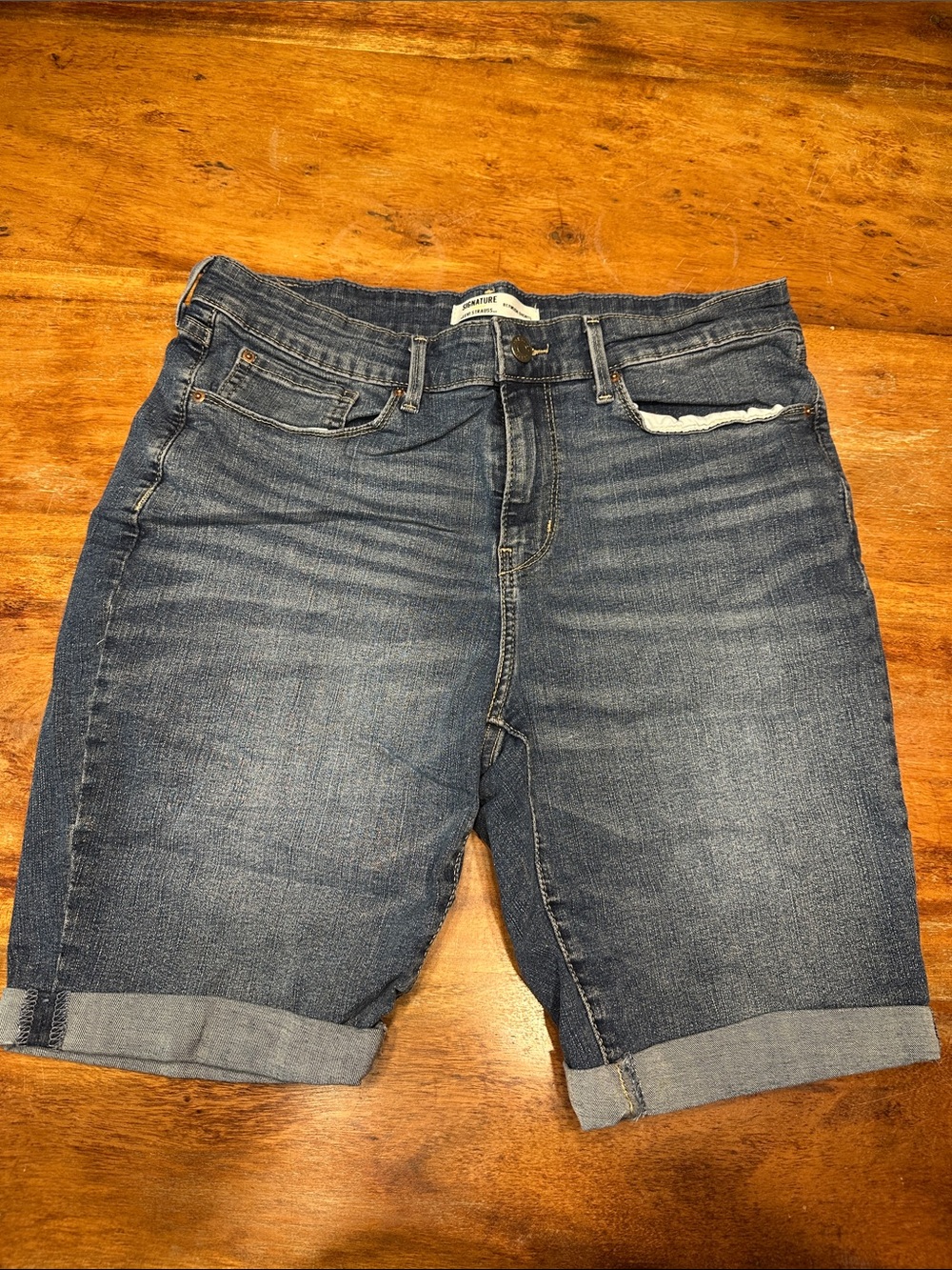 Relaxed Fit Dark Blue Denim Shorts